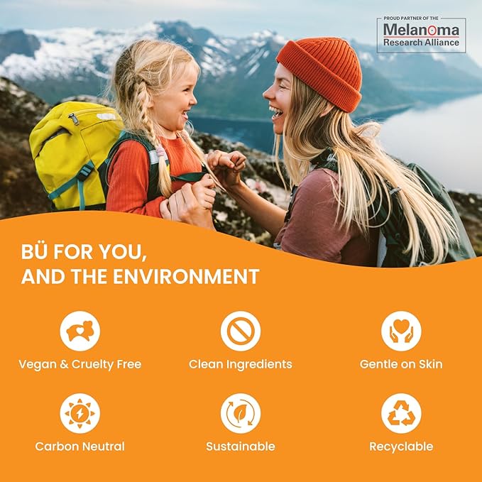 BU SPF 50 Kids Sunscreen Spray for Face and Body, Non Aerosol Spray, Fragrance Free, Clear, Non Greasy, Water Resistant, Fragrance Free 1 oz (3 Pack)