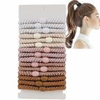 High Elastic Ponytail Holders 15 PCS Hair Ties No Damage for Thick Hair Braided Hair Ties for Women Girls-Milk Tea