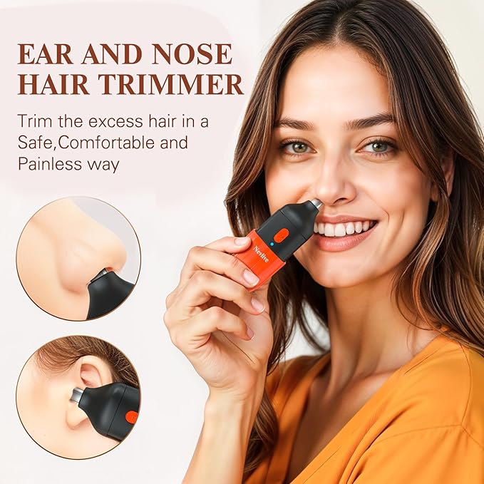 2-in-1 Facial Hair Remover & Nose Trimmer for Women and Men – USB-C Rechargeable Mini Electric Shaver, Waterproof, Dual-Edge Stainless Steel Blades, Painless Hair Removal for Face, Nose, and Body