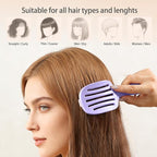 Travel Foldable Hair Brush,Self-cleaning Portable Pocket Hair Brush for Thin Thick Hair, Vented Speed Dry HairBrush for Men Women Kids Thick Thin Curly Straight Wet Dry Hair(Purple)