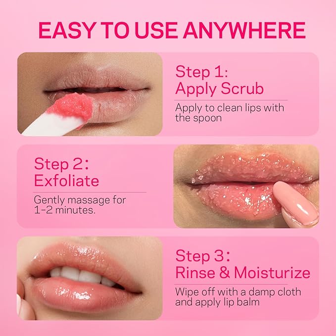 AMOADO Sugar Lip Scrub for Dark Lips – Exfoliating Lip Scrub for Smooth & Soft Lips with Watermelon & Guava, Lip Exfoliator & Moisturizer for Dry, Chapped Lips, Natural Lip Care, 1.2 oz/35g
