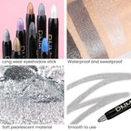 evpct 2Pcs Cream Eyeshadow Sticks Set for Eyes Dazzling Grey & Silver Shimmer Eye Crayon Shadow Brightener Stick Pencil Pen Bulk sombras en crema para ojos 02+16