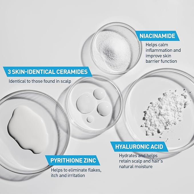 CeraVe Hydrating Anti Dandruff Shampoo, 1% Pyrithione Zinc Dandruff Treatment With Ceramides, Niacinamide & Hyaluronic Acid, Helps Eliminate Flakes & Provides Itchy Scalp Relief, Sulfate Free, 19 Oz