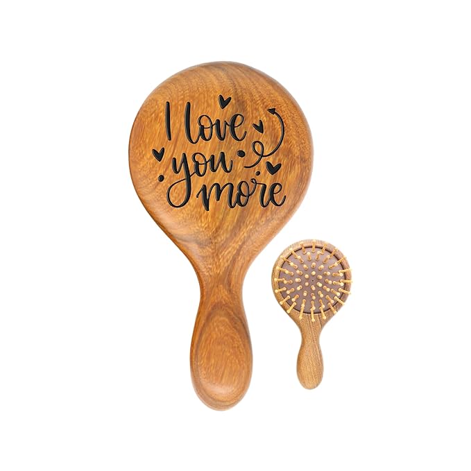 TOBOHU Engraved Wooden Hairbrush, I Love You More Gift for Wife Christmas, Birthday Valentine Gift for Her, Women Unique Holiday Gift