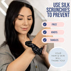 Blissy Silk Scrunchies (3 Pack) - 100% Pure Mulberry Silk - 22 Momme 6A High-Grade Fibers Scrunchie for Straight & Curly Hair - Preventing Breakage, Tangling, & Creasing (Black Regular)