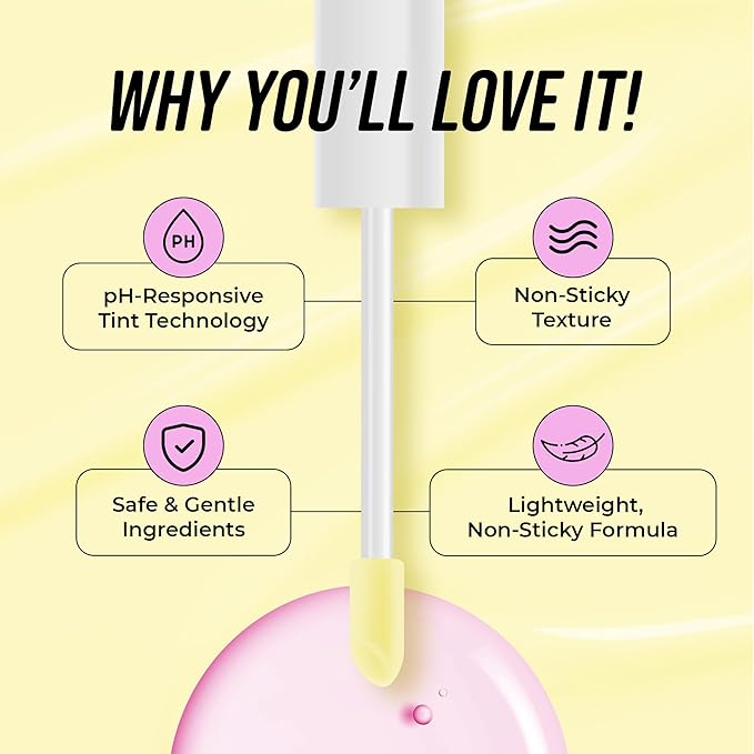 The Beauty Spy Yuli Color Changing Lip Oil | Hydrating Lip Gloss Korean | pH-Reactive Non Sticky Lip Gloss Formula With Argan Oil, Squalane, Shea Butter | Glass Shine Effect (Yuzu)