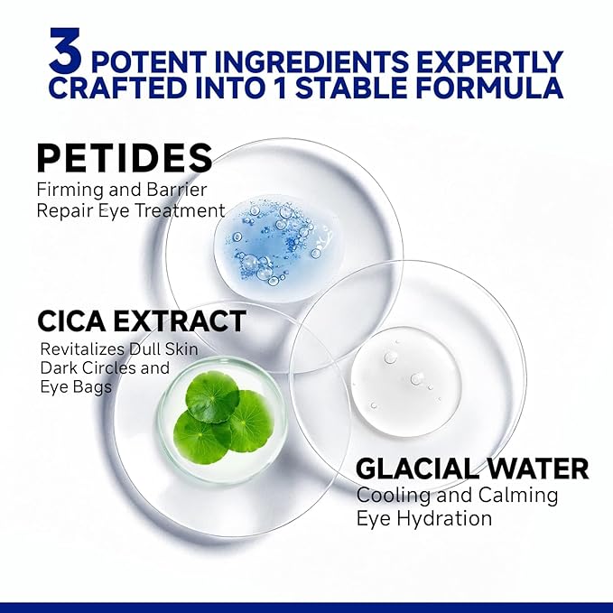 Peptide Cooling Under Eye Patches, Soothing Eye Patches Instant Reduces Dark Circles and Puffiness, Calming Under Eye Mask with Glacial Water for Bags Treatment, 60 Pairs