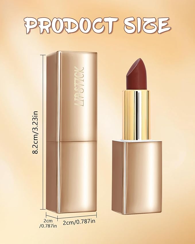 Velvet Matte Lipstick, Orange Brown High Pigmented Lip Tint Stain, Waterproof Long Lasting Cream Lip Gloss, Non-Stick Cup Smooth Tinted Lip Balm, Thanksgiving Lip Professional Makeup Gift for Women-02
