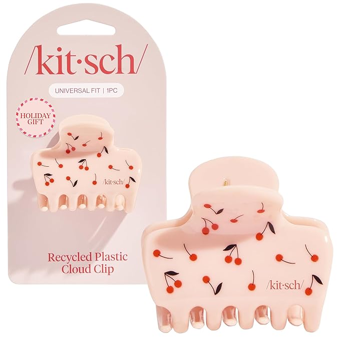 Kitsch Medium Hair Clips for Women – Strong Hold Claw Clips for Thick or Thin Hair – Recycled Plastic, Non-Slip, Durable – Cherry Print | Ideal Gifts for Women – 1pc