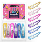 2.5” Large Snap Hair Barrettes for Women Girls, Y2k Colorful Cute Metal Flat Hair Clips for Kids Fine Thin Hair Styling Accessories, Big Neon Hairclips 6 Colors 30 Pcs