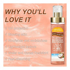 Body Glow Oil, SPF 45 PA+++, Sunscreen Body Oil with Rose Gold Mica, Moisturizing Coconut with Vitamin E, Glow Moisturizer, Lightweight, Water Resistant, 3.72 fl oz,ROSE