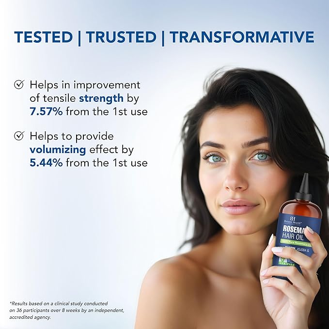 Botanic Hearth Rosemary Oil for Hair Growth | Strengthening Biotin, Jojoba, Castor Hair Growth Oil for frizzy hair | Dry, Damaged Scalp Treatment | Color Safe | All Hair Types | 16 Fl Oz