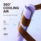 Wavytalk Airflow Styler Curling Iron, Cool Curl, 360° Cool Air Lock in Style for Lasting Curls, Reduces Damage, 2 in 1 Hair Straightener and Curler, 1.25 Inch, Anti-Scald for Short Long Hair, Purple
