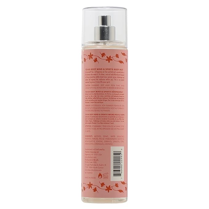 Tova Body Mind & Spirit Body Mist – Refreshing Floral Perfume Mist for Women – Light Long-Lasting Body Spray with Osmanthus, Apricot & Amber – USA-Made & Cruelty-Free – 8.0 fl oz