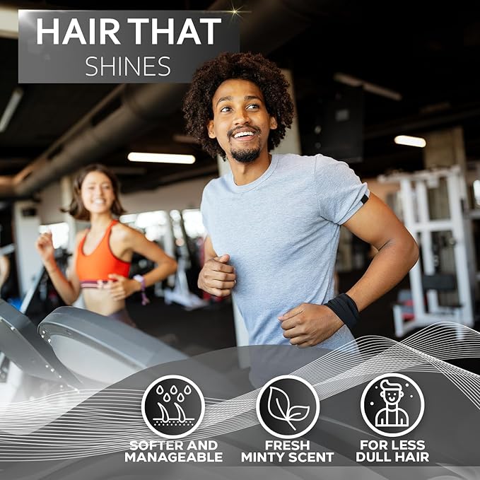 Mens Shampoo and Conditioner Set - Sulfate Free and Clarifying - For Men with Oily to Normal Hair - Moisturizing and Thickening - Biotin, Keratin, Tea Tree Oil, Caffeine and Peppermint for Dandruff