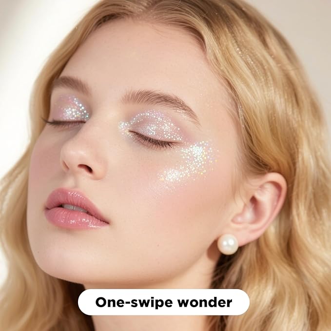 Mermaid Hair Glitter Stick, Waterproof Face Glitter for Concerts Music Rave Festival Party, Face and Body Glitter Makeup with Sparkle for Women Body/Face/Hair/Wig