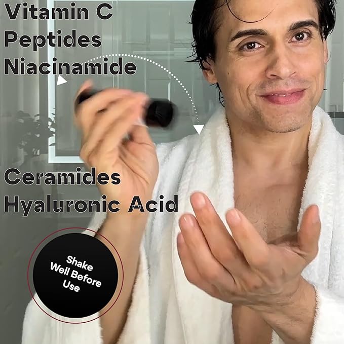 Titan MAX Anti-Aging Peptides Serum for Face – Ultra Potency Mens Peptide Serum Moisturizer – Mens Skin Care – Men, Dark Spots, Wrinkles, Fine Lines – Peptides, 10% Niacinamide, HA –Unscented