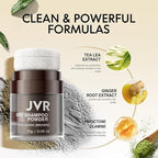 JVR Dry Shampoo Powder Absorbs Oil in Hair, Volumizing, Dry Shampoo for Women & Men, Freshens Hair, Mattifying Root Boost with Tea Extract, Non-Aerosol for Oily Hair Travel Size 0.35 oz (Dark Brown)