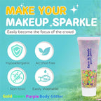 Go Ho Face Body Glitter Gel,Mardi Gras Outfit for Women and Kids,Sparkly Holographic Party Festival Rave Mardi Gras Accessories for Carnival,Gold Green Purple Chunky Glitter Makeup,52g