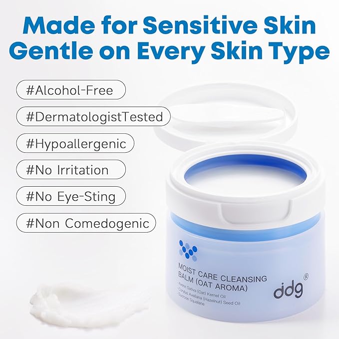 ddg Cleansing Balm–Makeup Remover Balm for Sensitive Skin,Eye Makeup Remover,Facial Cleanser for Waterproof Removal,Vegan Plant Oils,Nourishing & Hydrating,3.38 fl oz / 100 ml