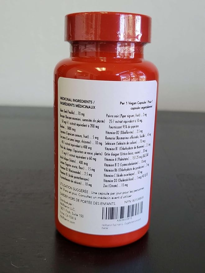 HAIRtamin Advanced Formula Hair Growth Supplement for Women & Men, Supports Stronger, Longer, Visibly Thicker Hair, With 5000 mcg Biotin, Vitamins & Antioxidants, 100% Vegan – 3 Month Supply