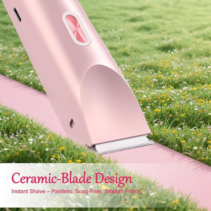 2-in-1 Bikini Trimmer for Women, Bikini Shaver, Dual Head Electric Razor, IPX7 Waterproof Wet/Dry, USB Rechargeable for Pubic/Underarm/Leg, Pink