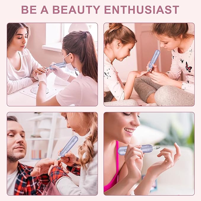 2 Pack Electric 9-in-1 Cordless Nail Drill with 100 Bits, 5 Speeds, Home & Salon Must-Have