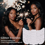 24pcs Glitter Freckles Makeup Patches-Silvery-Face Glitter Speckle, Sparkle Speckles Patches for Women, Cute Fake Freckles, Glitter Freckle Face Tattoo, Accessories for Musical Festival