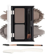 Eyebrow Powder Makeup Kit,2 Colors Waterproof Eye Brow Powder Makeup Palette Long-Lasting for Women,Taupe Brown Brow Fill&Sculpt Natural Eyebrow Contour for Sparse Brow with Brow Brush &Razor-02