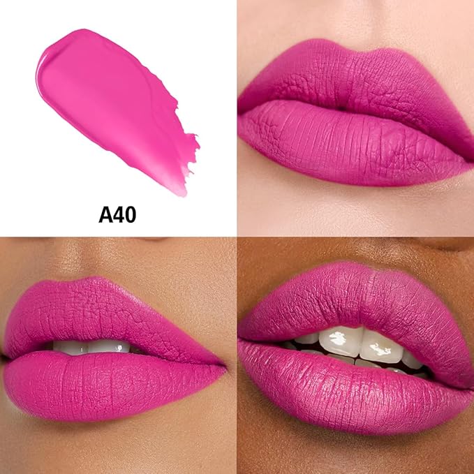 Hot Pink Lipstick Long Lasting Lipsticks for Women Pigmented Smudgeproof Transferproof Vegan Cruelty Free Lip Makeup, A40 Miss You