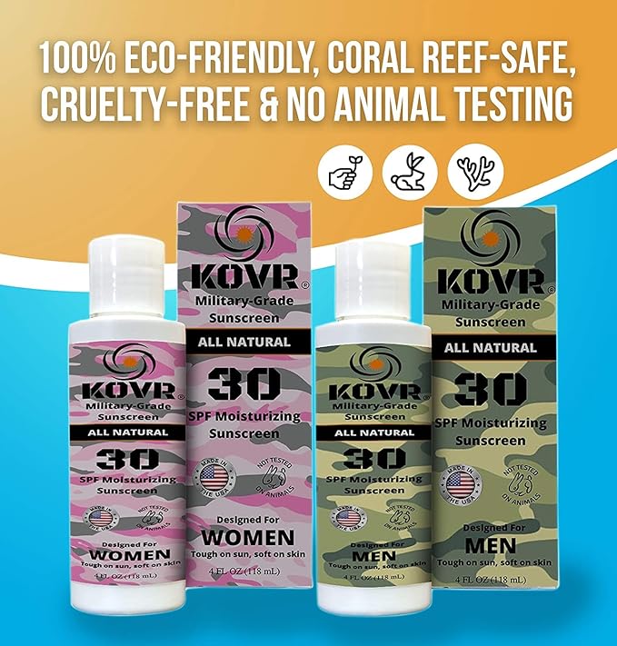 Kovr Sunscreen Organic SPF 30 Mineral Sunblock - Coral Reef Friendly Face & Body Lotion | Broad Spectrum Moisturizing UVA/UVB Travel Size Sunscreen, Fragrance-Free | 4 oz
