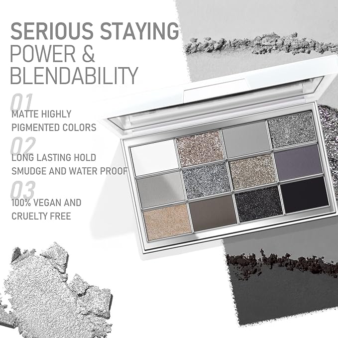 Highly Pigmented Chameleon Eyeshadow Palette, 12 Colors Sparkle Creamy Duo Chrome Multidimensional Eye Shadow Pallet, Long-Wearing Formula,easily blendable,Vegan & Cruelty Free (#04)