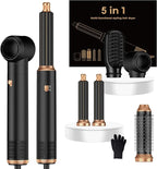 5 in 1 Hair Dryer Brush Set,Professional Negative Ionic Hot Air Styler, Air Curling Wrap Styler,Detachable Blow Dryer Brush With Auto Wrap Curlers,Hair Styling Tools For Straight/Curl/Drying/Smoothing