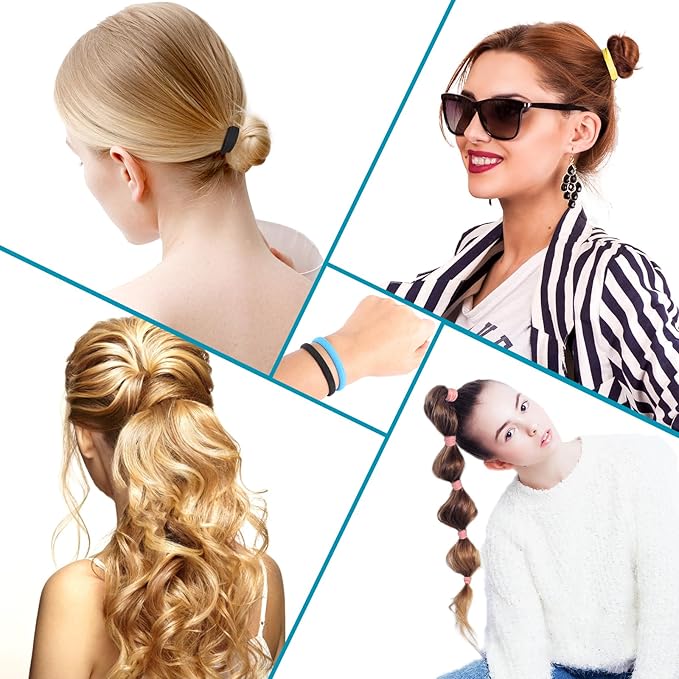120PCS DWKFEOQ Hair Ties for Women Girls, Elastic Ponytail Holders, Cotton Seamless Hair Bands, No Damage for Thick Hair, 1.8 Inch in Diameter (12 colors)