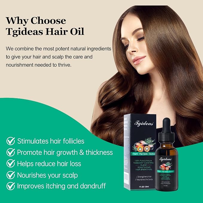 Tgideas Rosemary Batana Oil - Organic Hair Growth - for Scalp & Hair Strengthening - All Hair Types Treatment Oil - Eyebrow & Eyelash Nourishing - 2 Packs