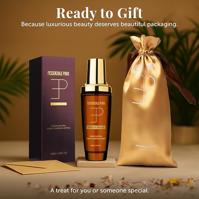 Dubai Premium Elixir - Moroccan Argan Oil for Hair & Skin - Lightweight Hair Oil for Dry Hair - Hydrating Body Serum - Boosts Shine, Smooths Frizz, Moisturizes Skin - 100 mL (3.38 Fl Oz)