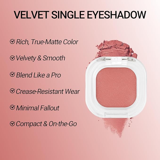 Erinde Dusty Rose Single Eyeshadow Palette, Matte Shimmer Cream Eye Shadow for Women, Blendable Long-Lasting Waterproof Eye Makeup Palette, High Pigment Powder Sombra De Ojos, 06 Blush Pink