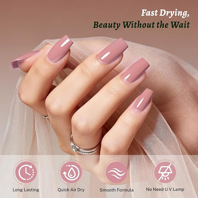 18ml Dusty Rose Nail Polish Large Volume Quick Drying Light Pink Nail Polish, Fast Drying and Long Lasting Color Nail Art DIY Home Manicure Gift for Women