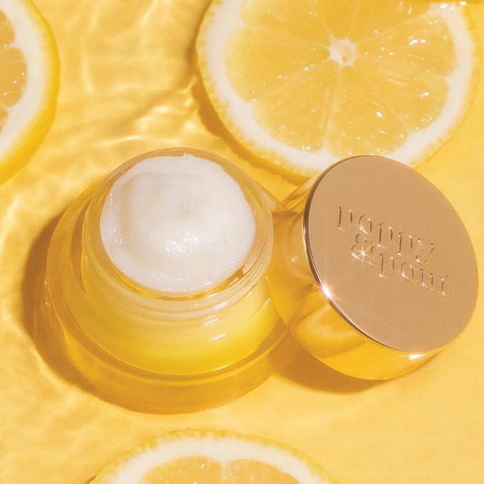 Poppy & Pout Lemon Bloom Overnight Lip Mask – Moisturizing Lip Repair with Shea Butter & Beeswax – Cruelty Free, Recyclable Glass Jar (0.65 oz)