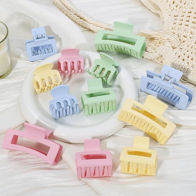 3 Styles Hair Clips for Women Small Medium Big Claw Clips for Thin Thick Hair 12 Pcs Hair Claw Clips Hair Clips Combination Hair Accessories for Women (Colorful)