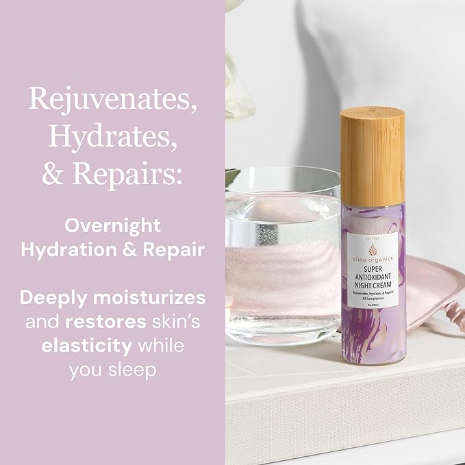 Super Antioxidant Night Cream, 2oz – Hydrating Night Moisturizer with Rosehips, Sea Buckthorn & Hyaluronic Acid – Vegan, Organic