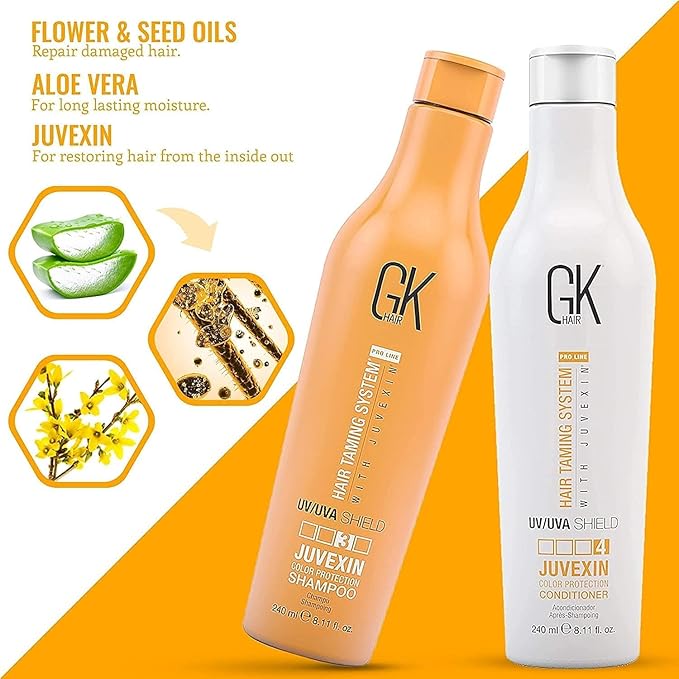 GK Hair Shield Shampoo and Conditioner – UV/UVA Protection for Color-Treated Hair – Hydrates, Prevents Fading and Split Ends – Anti-Frizz Formula for Softer, Stronger Hair