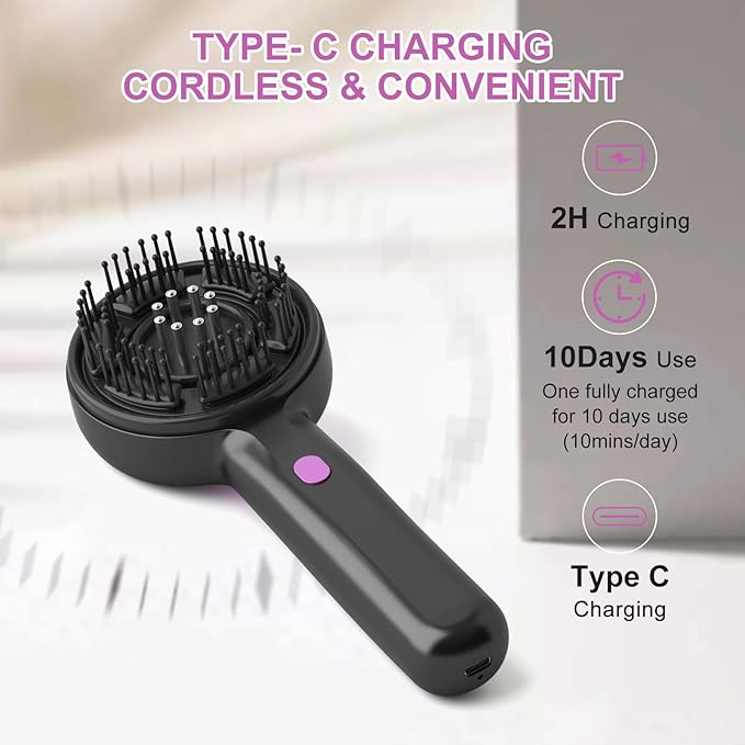 Electric Scalp Massage Brush, 66 Bristles, 3 Massage Modes, Type-C Charging, 2000mAh Battery｜Women‘s Gifts