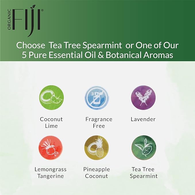 Organic Fiji Raw Cold Pressed Coconut Oil for Hair, Skin, Face & Body | Relaxing Massage Oil | Tea Tree Spearmint,12 oz for Women Men & Baby