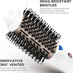 Aima Beauty Blow Dryer Brush - Ionic Ceramic Hot Air Brush for Frizz-Free Straightening & Voluminous Blowout, 2.3‘’/ 60mm Oval Barrel with Nylon Bristles, 360 Surrounded Vent, 3 Heat Settings, White