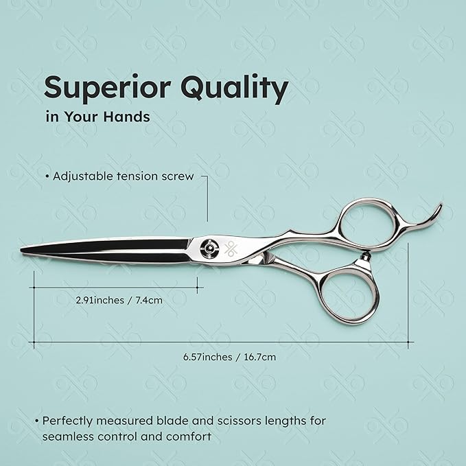 6.3" Professional Hair Scissors – Barber Shears Made with Premium VG10 Steel, Special Blade Angle, Ideal for Straight Cutting and Slide Cutting, Lightweight, Razor-Sharp, Ergonomic Handle | K9 Shears