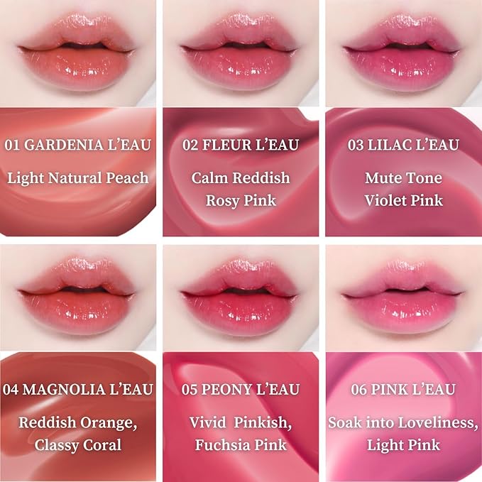 BBIA L’EAU Tint – Glossy & Glow Lip Stain Watery Lip Tint Non-Sticky High Shine Finish Long-lasting Moisturizing Lightweight Natural Daily Use Vegan Korean Makeup (02 FLEUR L'EAU)