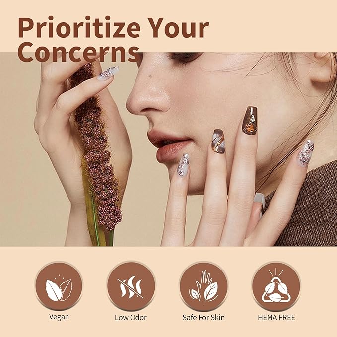 CANNI 6Pcs 9ml Hema-Free Nude Brown Fall Gel Nail Polish Set- Dark Brown Fall Colors Gel Polish Kit DIY at Home Salon Christmas New Year's Gifts for Girls