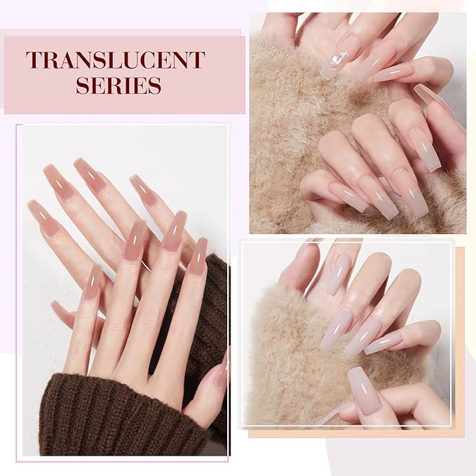 CANNI 6 Colors 9 Ml Jelly Nude Pink Gel Nail Polish Set- Neutral Transparent Pink Colors Sheer Gel Polish Kit, Soak Off LED Nail Gel Manicure Kit DIY at Home Salon Gifts