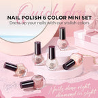 modelones Nail Polish Set, 6 Colors Natural Nude Nail Polish Bubble Bath Quick Dry Skin Tone Glitter Summer Nail Polish Kit Fingernail Polish Nail Art Salon Home Gifts For Women Girl
